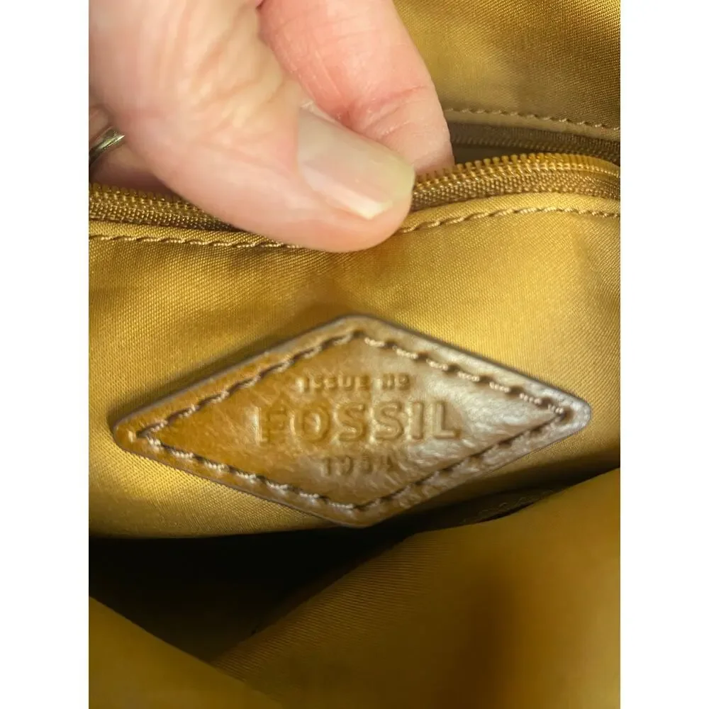 Fossil Anna Blue Heart Large Shoulder Tote Bag Leather Preppy Collegiate - Picture 8 of 14